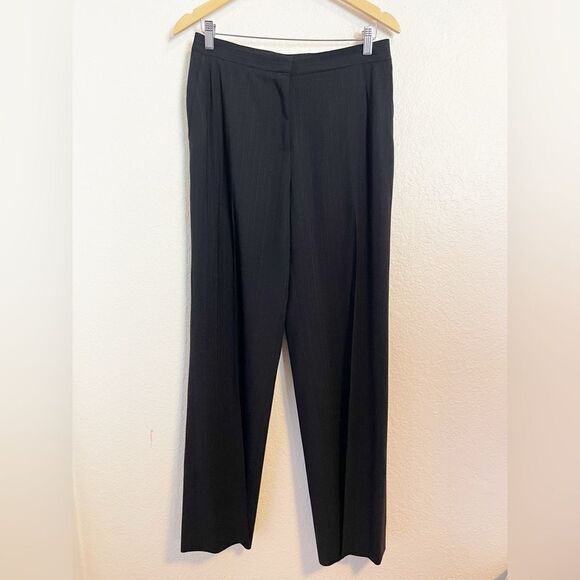 MaxMara black trousers Wool Pinstripe Pants 10 - Picture 4 of 7